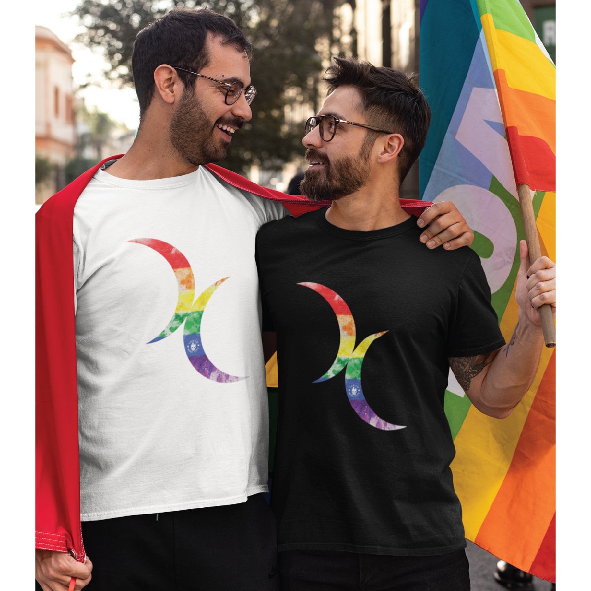 Crescent Moon Rainbow Pride Flag Unisex T-Shirt