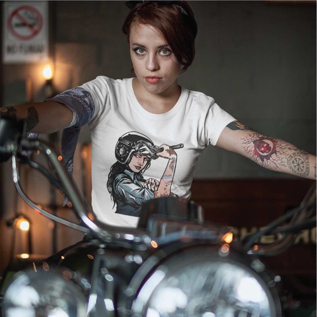 Transgender Flag Hot Biker Girl Unisex T-Shirt